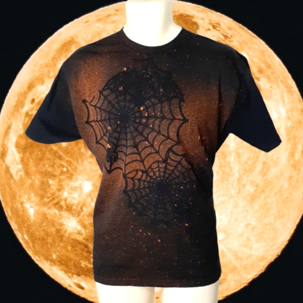 GROOVY GLAM Handmade HALLOWEEN Reverse Bleach Art Tie-Dye T-shirt Unisex